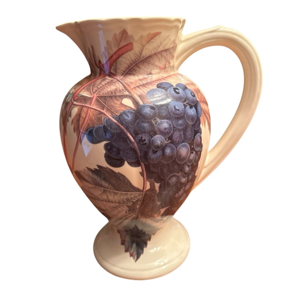 Elegant Ceramic Vase with Blue Grapes Design Certified International Corp Italy